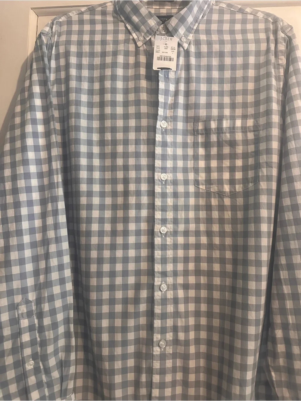 J. Crew Slim Washed Casual Gingham Check Button Down Shirt Slate Blue/White NWT